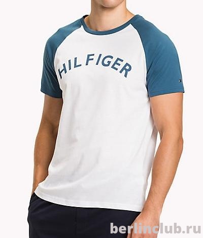 Белая хлопковая футболка Tommy Hilfiger 486 синий - купить с доставкой по России, оплата при получении